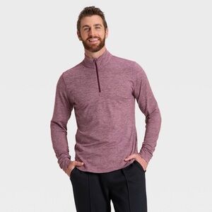 All in Motion Men's Zip Up Sweater - Maroon/Light Mauve.